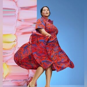 Alexis x Target Tropical Leaf Short Sleeve Shirtdress